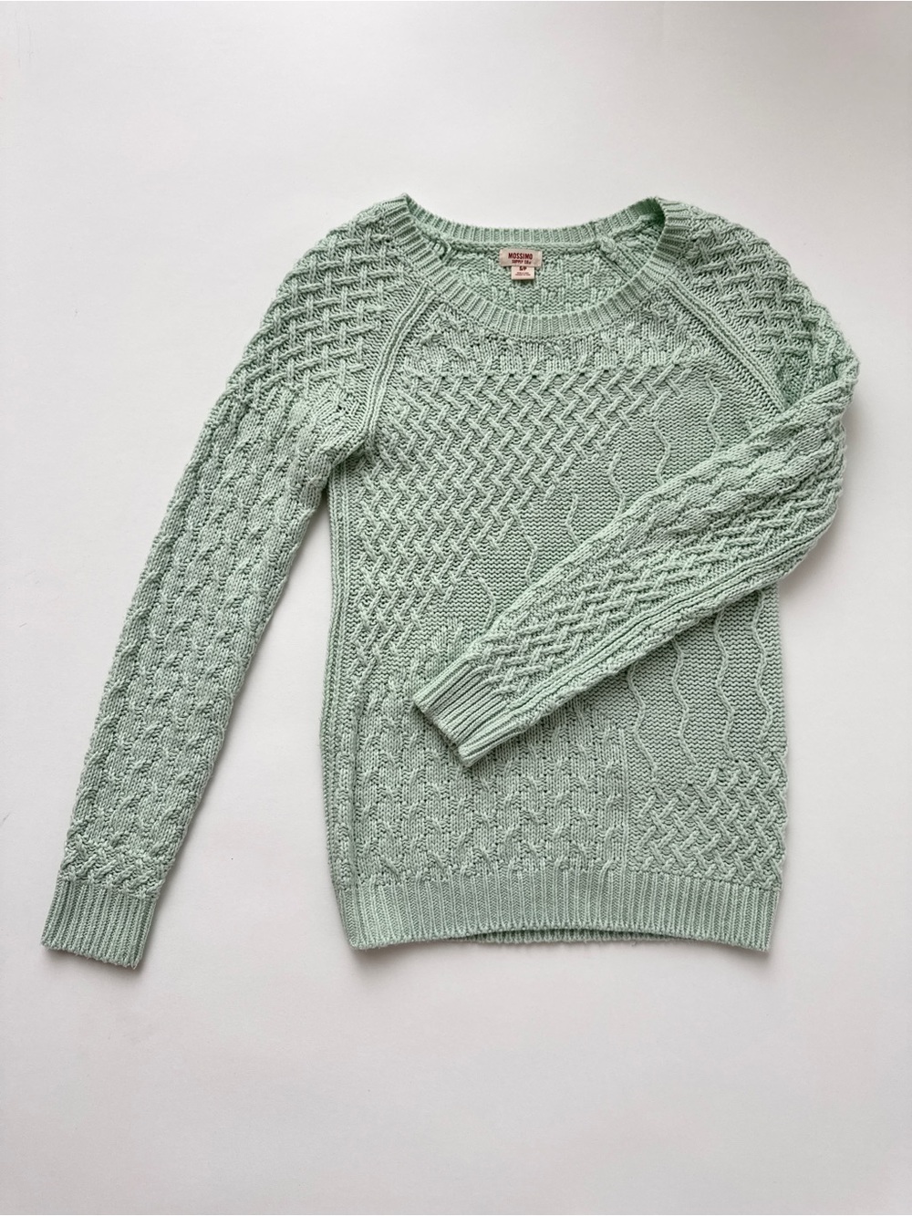 Mossimo Supply Co. Mint Green Cable Crew Neck Sweater